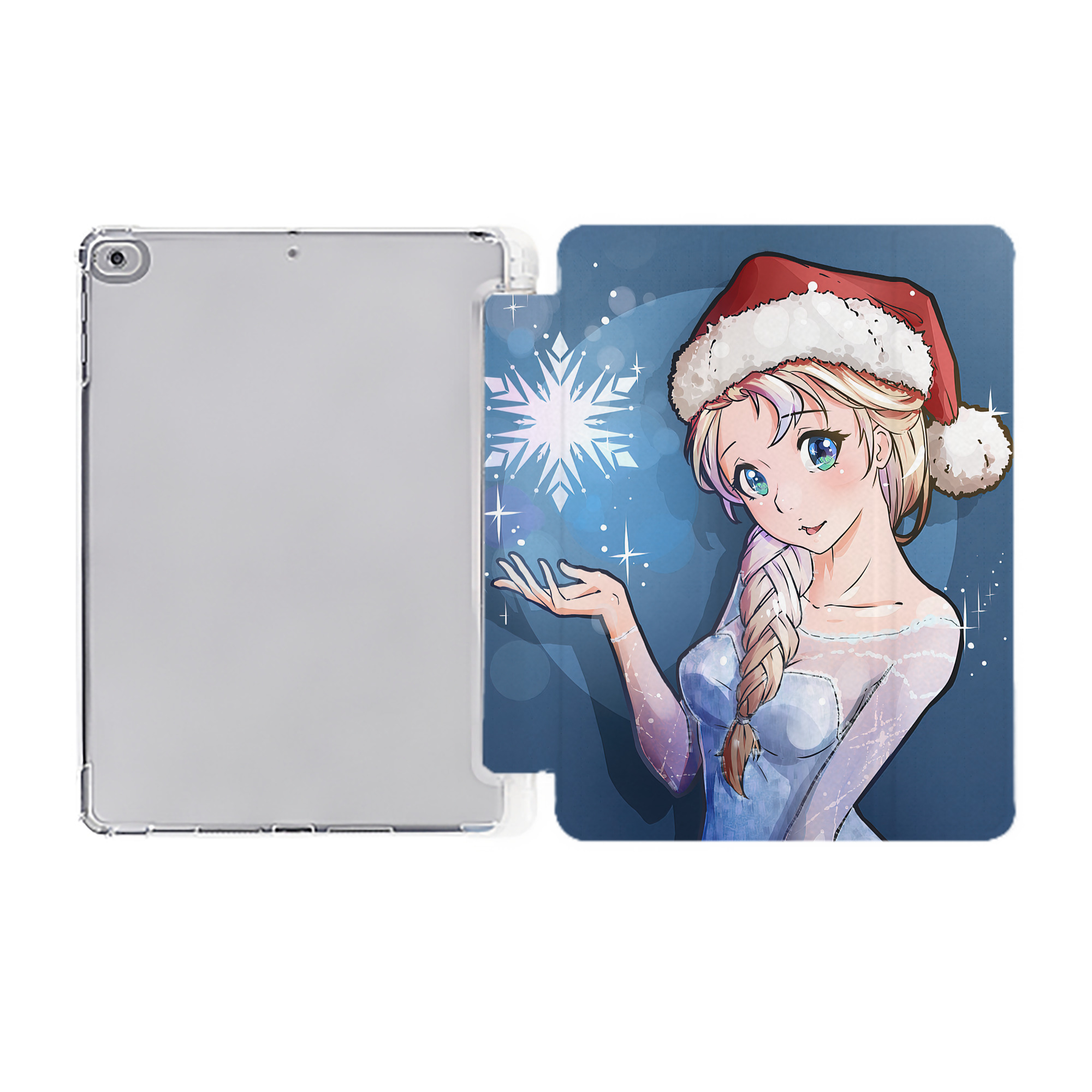 （画像用） アナと雪の女王 アンナ エルサ Frozen Anna Elsa IPad ケース ペン収納付き 三つ折りスタンド PUレザー×シリコン 対応機種9.5/10.5/10.9インチ